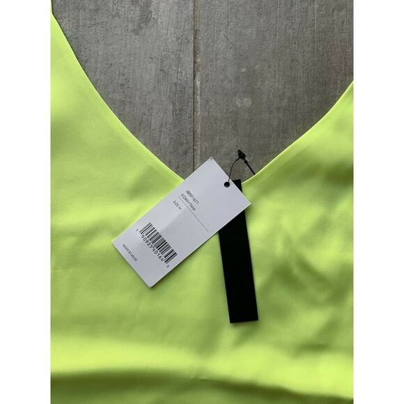 $148 J BRAND Lucy Silk Cami Tank Top SOLD OUT Designer Neon Yellow FORSYTHIA M - Picture 10 of 12